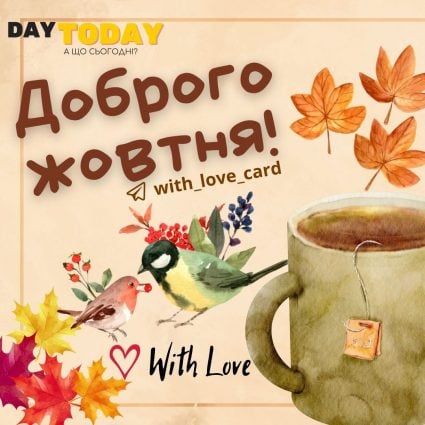 Доброго жовтня! | Вітальна листівка - Осіння листівка - Листівка на перший день жовтня