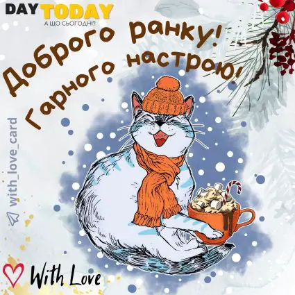 Доброго зимового ранку! Гарного настрою! | Вітальна листівка - Зимові листівки - Доброго ранку - Теплі листівки
