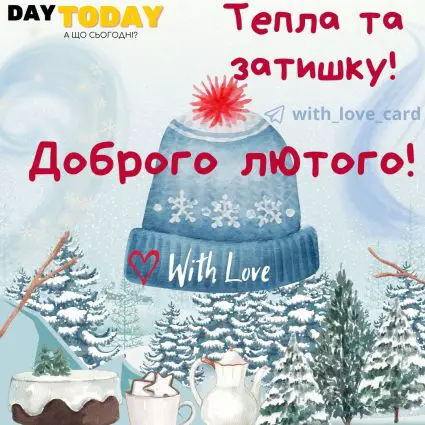Тепла та затишку! Доброго лютого! картинка на перший день лютого | Вітальна листівка - Листівки з першим днем лютого - Теплі листівки - Зимові листівки