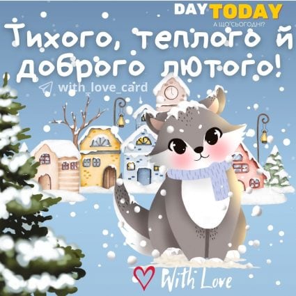 Тихого, теплого й доброго лютого! | Вітальна листівка - Листівки з першим днем лютого - Теплі листівки - Зимові листівки