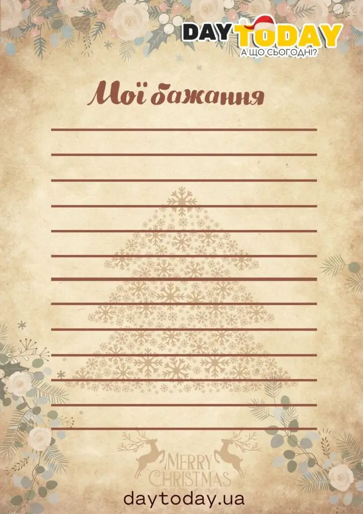 Список мої бажання шаблон для друку