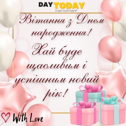 З Днем народження!Хай буде щасливим і успішним новий рік! картинка з кульками та побажаннями |Вітальна листівка - Листівки з днем народження