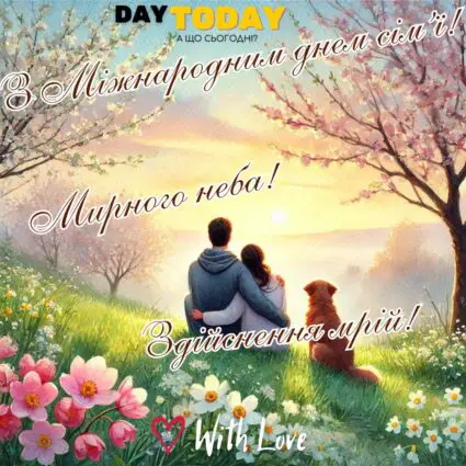 З Міжнародним днем сім'ї! Здійснення мрій! листівка на День сімʼї | Вітальна листівка - Листівка на Міжнародний день сім’ї