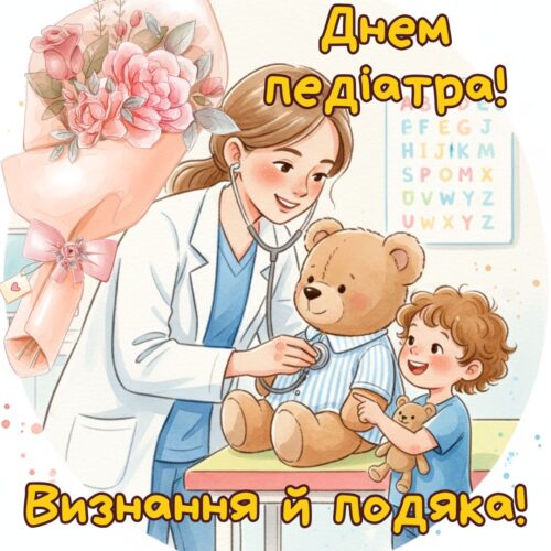 З Днем педіатра! Визнання й подяка! листівка на День педіатра| Вітальна листівка - Листівки на Міжнародний день педіатрії