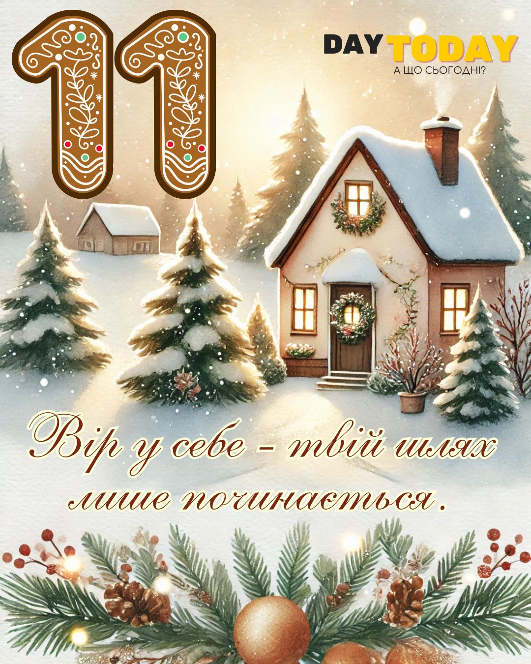 Вір у себе — твій шлях лише починається. - тепла листівка для очікування Різдва, день одинадцятий | Вітальна листівка - Теплі листівки для очікування Різдва