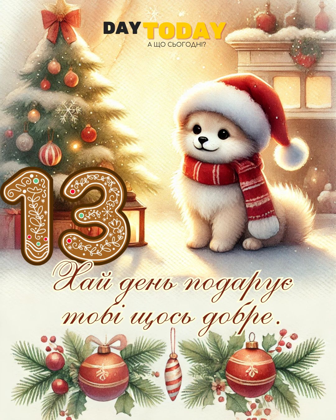 Хай день подарує тобі щось добре. - тепла листівка для очікування Різдва, день тринадцятий | Вітальна листівка - Теплі листівки для очікування Різдва