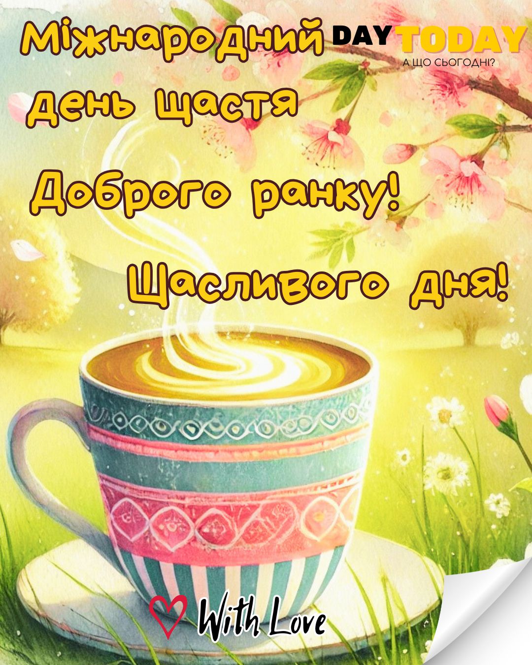 Доброго ранку! Щасливого дня! картинка на Міжнародний день щастя | Вітальна листівка - Листівки на Міжнародний день щастя