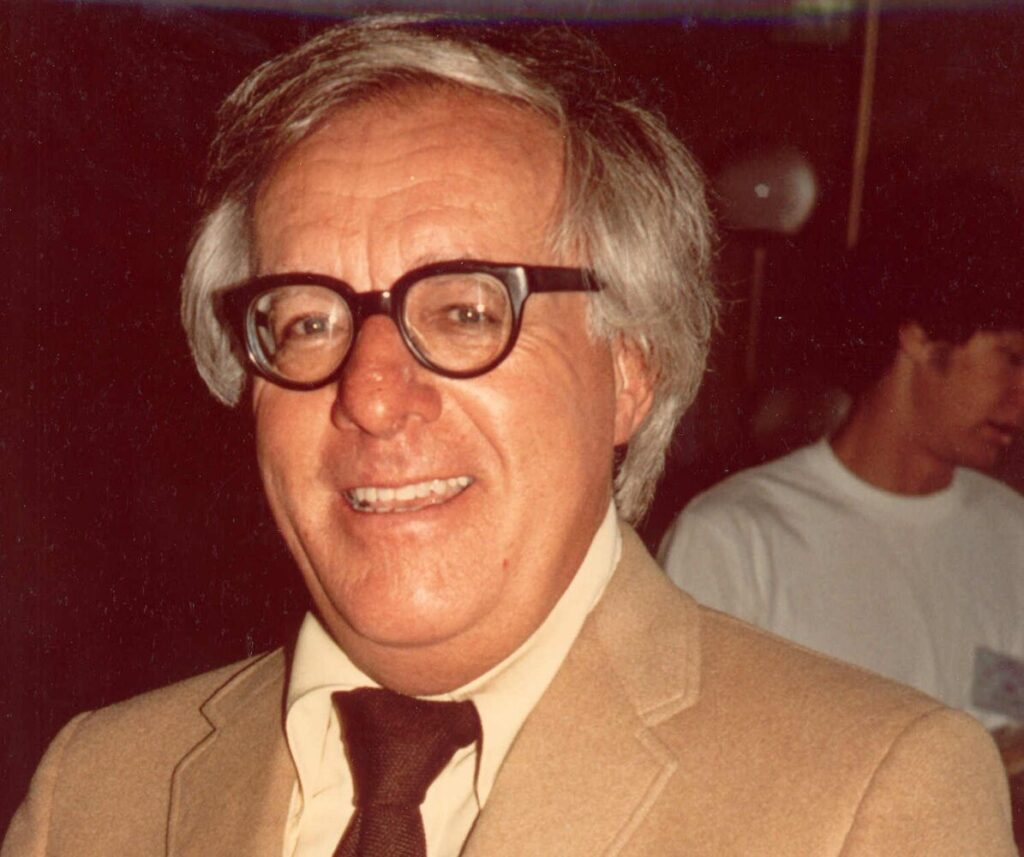 A photograph of science fiction author Ray Bradbury that I took in August, 1975 and which he later autographed to me.