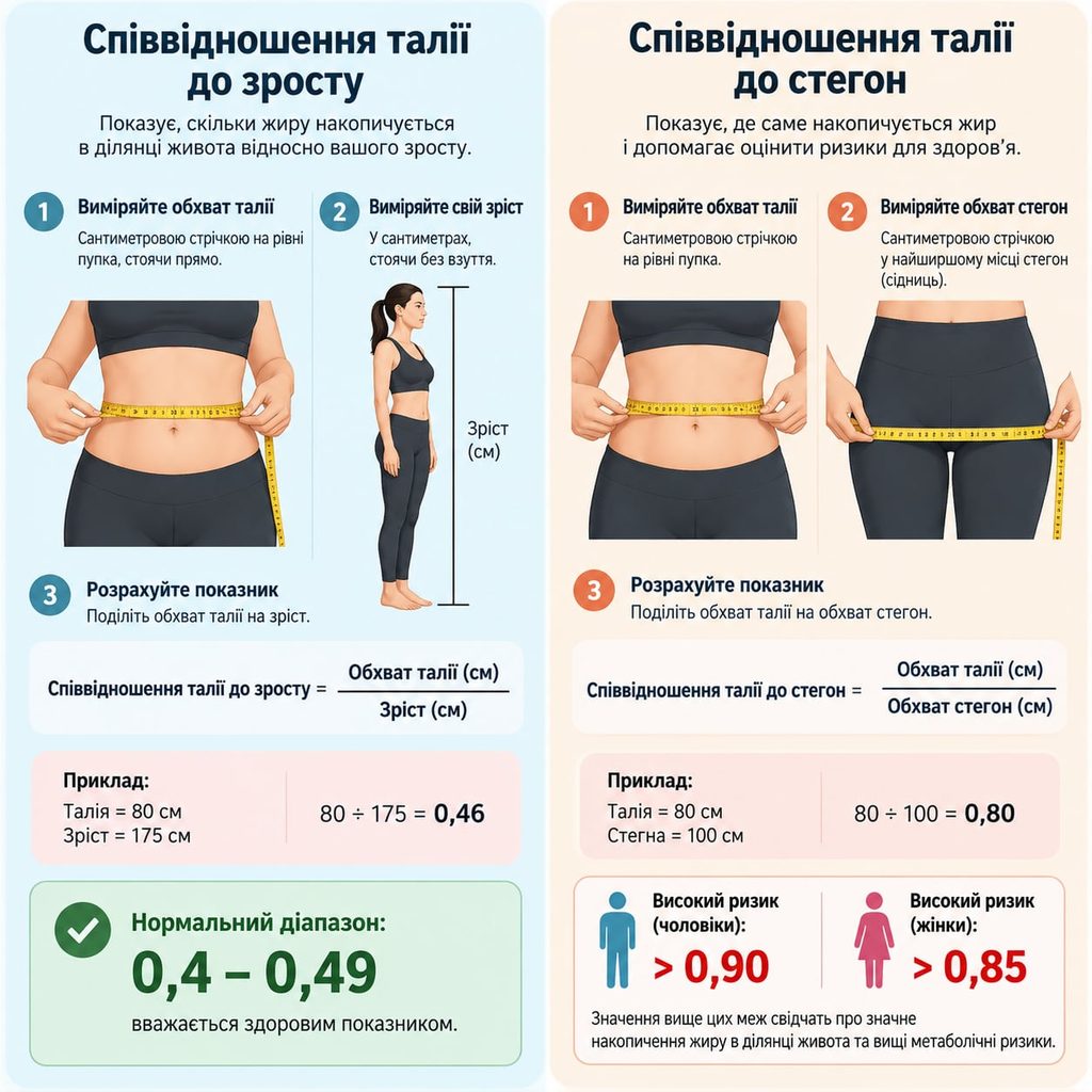 Визначення зайвого жиру за талією